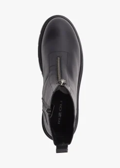 Best DANIEL Lippy Black Leather Front Zip Ankle Boots