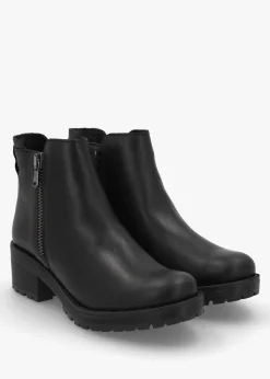 Online DANIEL Lockette Black Leather Size Zip Chunky Ankle Boots