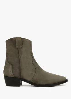 Discount ALPE Lunette Khaki Suede Cowboy Boots