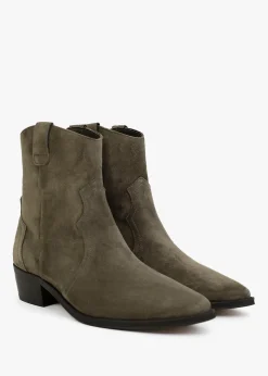 Discount ALPE Lunette Khaki Suede Cowboy Boots