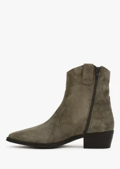 Discount ALPE Lunette Khaki Suede Cowboy Boots