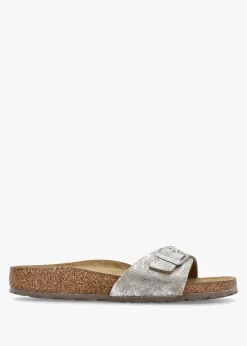 Hot BIRKENSTOCK Madrid Synthetic Washed Metallic Silver Mules