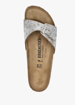 Hot BIRKENSTOCK Madrid Synthetic Washed Metallic Silver Mules