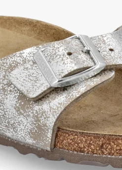 Hot BIRKENSTOCK Madrid Synthetic Washed Metallic Silver Mules