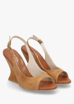 Outlet DANIEL Margot Tan Suede Sculpted Wedge Sandals