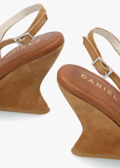 Outlet DANIEL Margot Tan Suede Sculpted Wedge Sandals