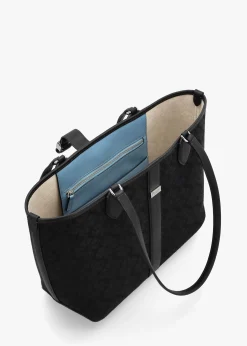 Best KATE SPADE Medium Spade Flower Jacquard Black Open Tote Bag