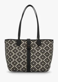 Clearance KATE SPADE Medium Spade Flower Jacquard Sand Multi Open Tote Bag