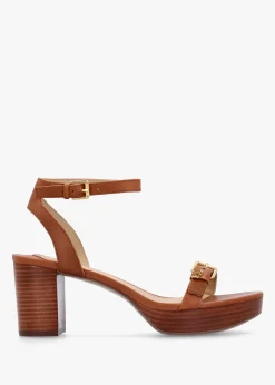 Best LAUREN RALPH LAUREN Melissah Lauren Tan Leather Block Heel Sandals