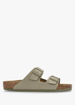 Best BIRKENSTOCK Men's Arizona Birko-Flor Faded Khaki Two Bar Mules
