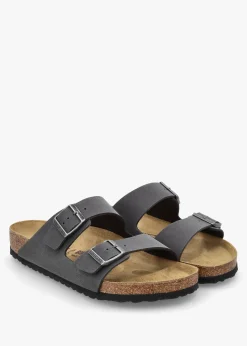 Hot BIRKENSTOCK Men's Arizona Birko-Flor Velvet Gray Two Bar Mules