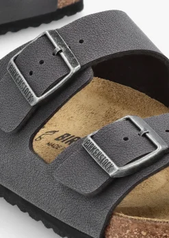 Hot BIRKENSTOCK Men's Arizona Birko-Flor Velvet Gray Two Bar Mules