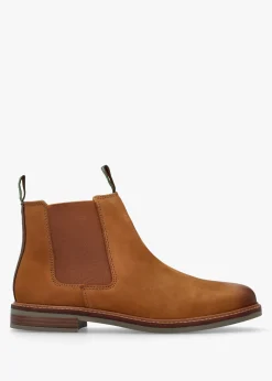 Clearance BARBOUR Men’s Farsley Dark Tan Nubuck Leather Chelsea Boots