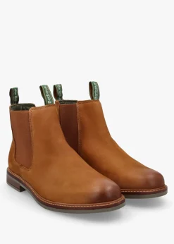 Clearance BARBOUR Men’s Farsley Dark Tan Nubuck Leather Chelsea Boots