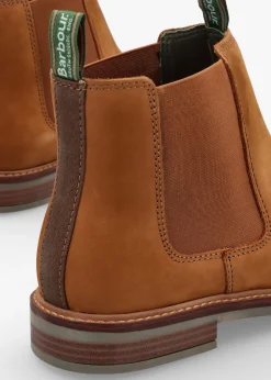 Clearance BARBOUR Men’s Farsley Dark Tan Nubuck Leather Chelsea Boots