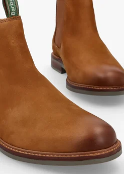 Clearance BARBOUR Men’s Farsley Dark Tan Nubuck Leather Chelsea Boots