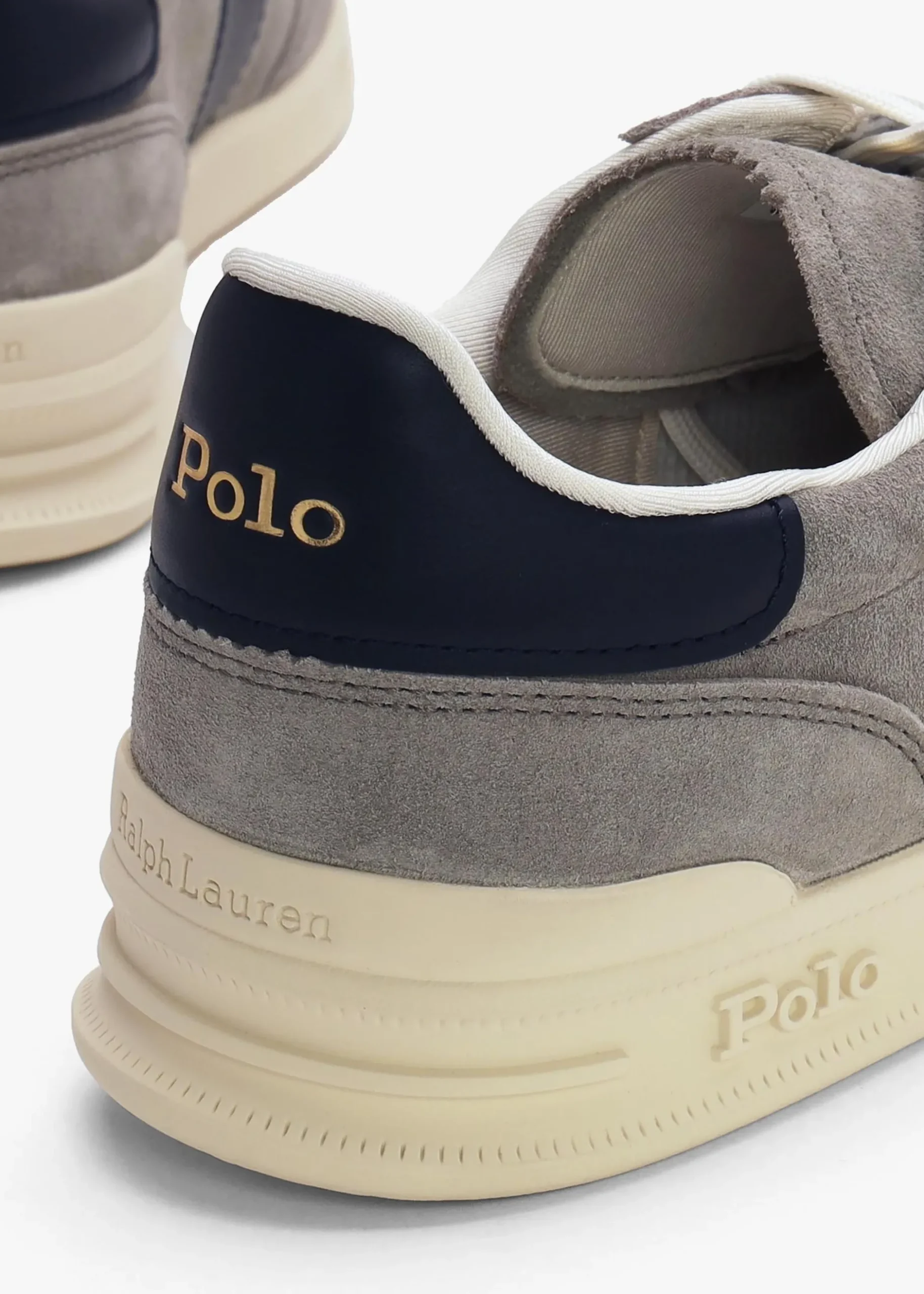 New POLO RALPH LAUREN Men’s Heritage Aera Grey & Navy Suede Trainers