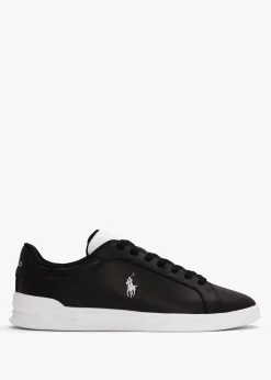 Fashion POLO RALPH LAUREN Men’s Heritage Court II Black White Leather Trainers