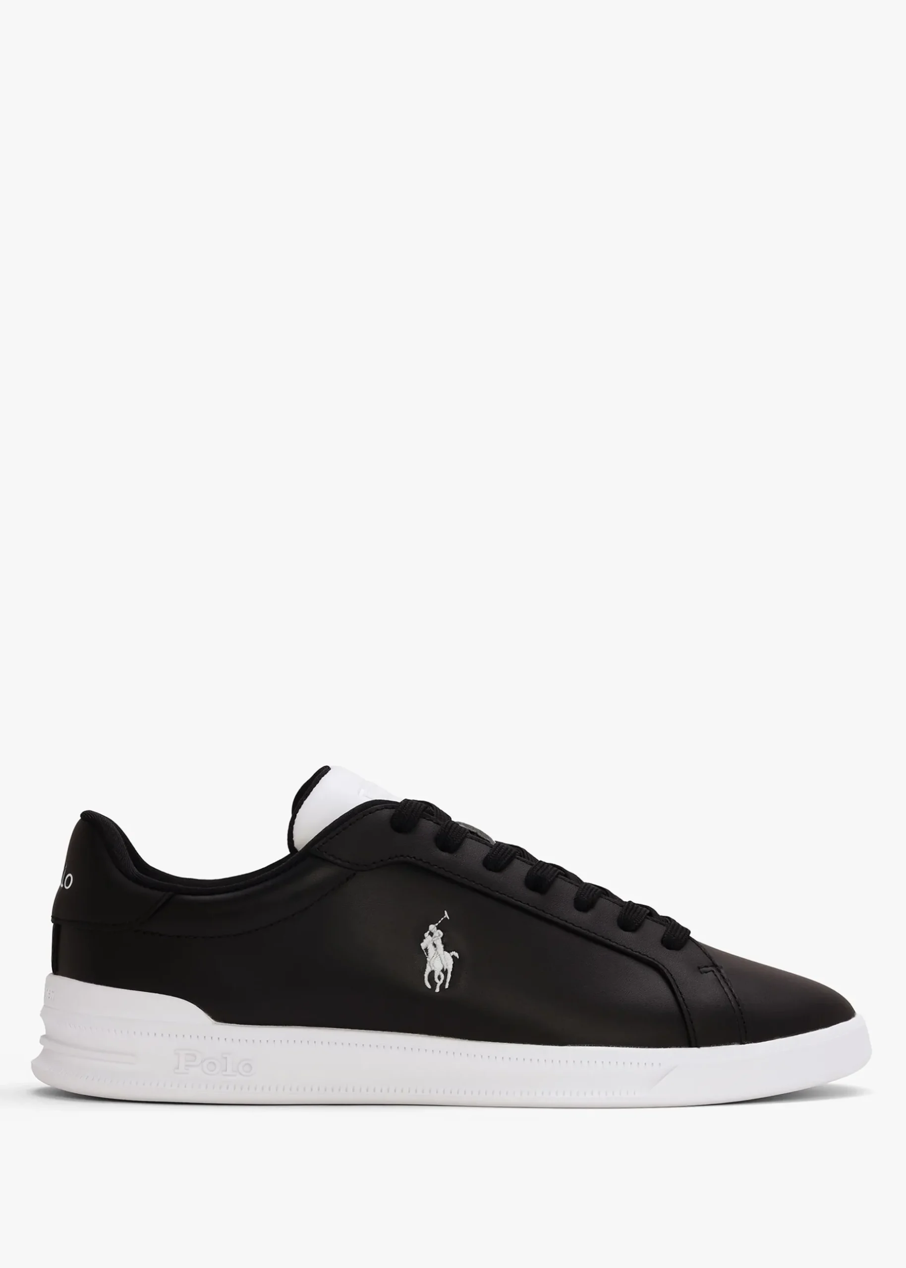 Fashion POLO RALPH LAUREN Men’s Heritage Court II Black White Leather Trainers
