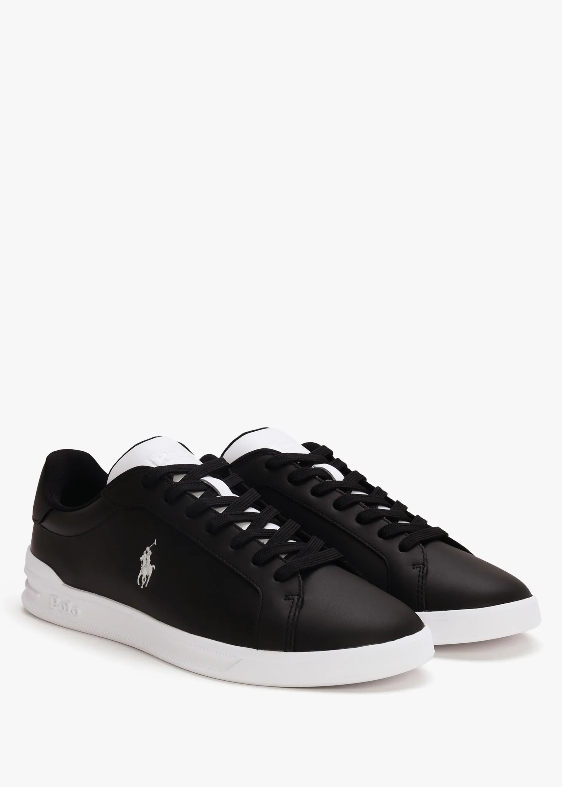 Fashion POLO RALPH LAUREN Men’s Heritage Court II Black White Leather Trainers