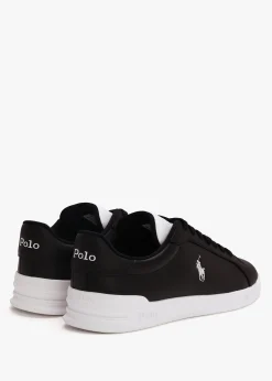 Fashion POLO RALPH LAUREN Men’s Heritage Court II Black White Leather Trainers