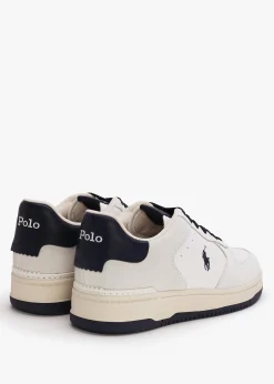Hot POLO RALPH LAUREN Men’s Master Court White & Navy Leather Trainers