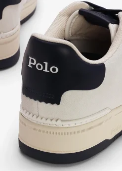 Hot POLO RALPH LAUREN Men’s Master Court White & Navy Leather Trainers