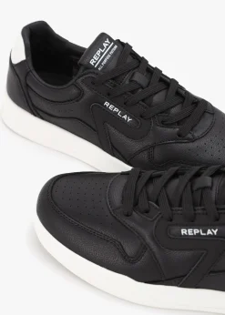 Online REPLAY Men’s Oyzone Action Black Leather Trainers