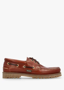Discount BARBOUR Men’s Re-Engineered Tan Leather Deck Boat Shoes
