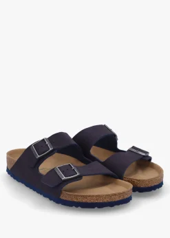 Hot BIRKENSTOCK Men's Vegan Arizona Desert Dust Indigo Blue Birko-Flor Two Bar Mules