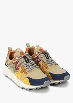 Outlet FLOWER MOUNTAIN Men’s Yamano 3 Beige Suede & Nylon Trainers