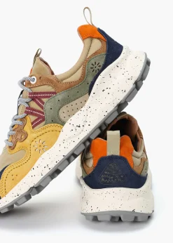 Outlet FLOWER MOUNTAIN Men’s Yamano 3 Beige Suede & Nylon Trainers