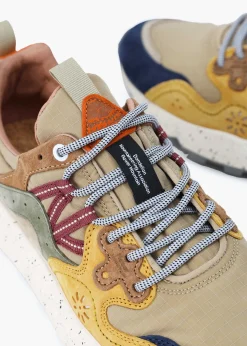 Outlet FLOWER MOUNTAIN Men’s Yamano 3 Beige Suede & Nylon Trainers