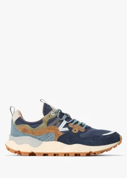 Fashion FLOWER MOUNTAIN Men’s Yamano 3 Navy Suede & Canvas Trainers
