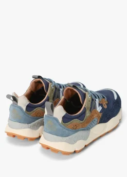 Fashion FLOWER MOUNTAIN Men’s Yamano 3 Navy Suede & Canvas Trainers