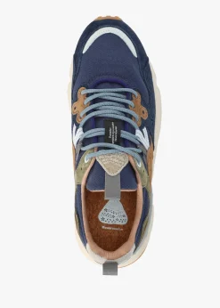 Fashion FLOWER MOUNTAIN Men’s Yamano 3 Navy Suede & Canvas Trainers