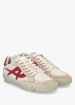 Hot ASH Moonlight Studs Beige White Aura Leather Trainers