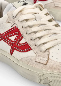 Hot ASH Moonlight Studs Beige White Aura Leather Trainers