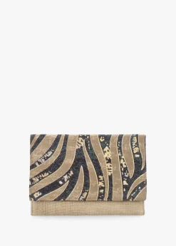 Hot BLE Multicoloured Black Envelope Clutch Bag