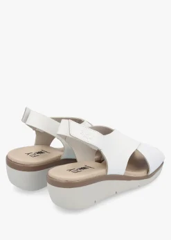 Outlet FLY LONDON Nabi White Leather Sling Back Low Wedge Sandals