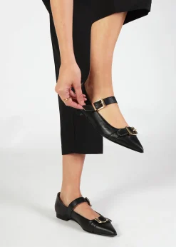Fashion DANIEL Nancy Black Leather Pointed Toe Pumps
