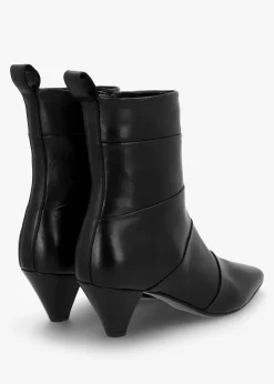 New DANIEL Napel Black Leather Pannel Cone Heel Ankle Boots