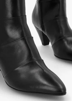 New DANIEL Napel Black Leather Pannel Cone Heel Ankle Boots