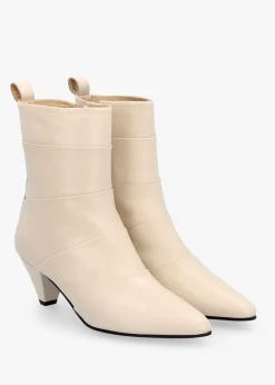 Fashion DANIEL Napel Cream Leather Pannel Cone Heel Ankle Boots