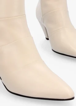 Fashion DANIEL Napel Cream Leather Pannel Cone Heel Ankle Boots
