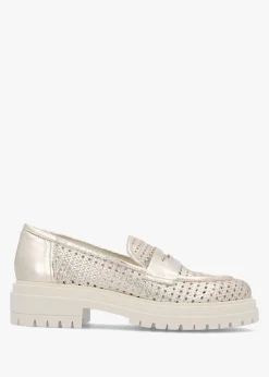 Online DANIEL Nattie Gold Leather Perforated Chunk Loafers