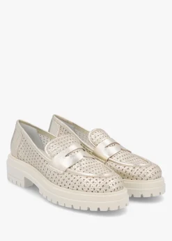 Online DANIEL Nattie Gold Leather Perforated Chunk Loafers