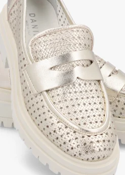 Online DANIEL Nattie Gold Leather Perforated Chunk Loafers