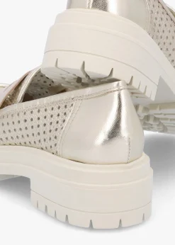 Online DANIEL Nattie Gold Leather Perforated Chunk Loafers