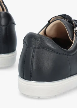 New CAPRICE Navy Leather Side Zip Trainers